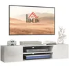 Image de Meuble tv mural - HOMCOM - suspendu contemporain 2 placards 2 niches 2 passe-câbles - bois - 140x30x30cm - blanc