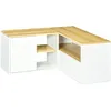 Image de Meuble Tv D'angle 2 Portes 3 Niches Aspect Bois Chêne Clair Blanc