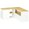 Image de Meuble tv d'angle banc tv en l 2 portes 3 niches panneaux aspect bois chêne clair blanc