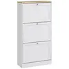 Image de Meuble à chaussures 3 portes battantes style classique chic blanc aspect chêne clair