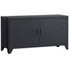 Image de Meuble tv banc tv - HOMCOM - structure acier laminé à froid placards étagères réglables industriel - acier - 119x40x63 5cm - noir