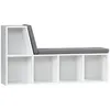 Image de Bibliothèque banc 2 en 1 design contemporain 5 casiers 2 coussins fournis 108L x 30l x 60H cm blanc gris chiné