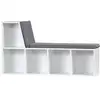 Image de Bibliothèque banc 2 en 1 design contemporain 5 casiers 2 coussins fournis 108l x 30l x 60h cm blanc gris chiné