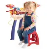 Image de Piano enfant - clavier électronique - AIYAPLAY - batterie 2 en 1 micro et tabouret lecteur disque U et MP3 - plastique - multicolore