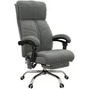 Image de Fauteuil De Bureau Direction Massant Chauffant Inclinable Avec Repose-pied Flanelle Grise