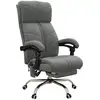 Image de Fauteuil de bureau direction massant chauffant inclinable réglable repose-pied intégré tissu toucher flanelle grise