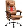 Image de Vinsetto - Fauteuil de bureau massant - Revêtement synthétique PU - 66x67x122cm - Marron