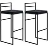 Image de Lot De 2 Tabourets De Bar Design - Acier Velours Noir