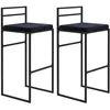 Image de Chaises hautes tabourets de bar - HOMCOM - lot de 2 hauteur 74 cm assise velours repose-pieds moderne - acier - noir
