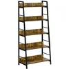 Image de Étagère bibliothèque - HOMCOM - style industriel incliné 5 niveaux mobilier salon bureau - bois - 70x35x150cm