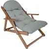 Image de Fauteuil De Jardin Pliable Bois Avec Coussin Capitonné Gris