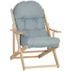 Image de Fauteuil de salon - HOMCOM - pliable et inclinable en bois fauteuil relax coussin capitonné - bois - 71x89x96cm - gris