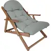 Image de Fauteuil chaise pliable et inclinable en bois grand confort avec coussin capitonné épais - dim. 71i x 89p x 96h cm - gris