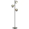 Image de Lampadaire sur pied - HOMCOM - salon métal 3 abat-jours globe métal chromé 40 W - métal - Ø 36x162cm - noir gris