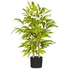 Image de Bambou artificiel - HOMCOM - plante décorative tronc branches lichen grand réalisme pot inclus - plastique - 60 cm - noir vert