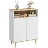 Image de Buffet Scandinave 2 Portes Étagère Niche Blanc Aspect Chêne Clair