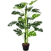 Image de Plante artificielle - Outsunny - monstera arbre artificiel 21 feuilles pot ciment - plastique - Ø 16x100cm