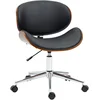 Image de Chaise De Bureau Manager Design Vintage Bois Acier Pu Noir