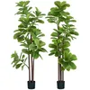 Image de Lot de 2 plantes artificielles - HOMCOM - figuiers - avec pot - texture naturelle - hauteur 180 cm - pour décoration