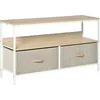 Image de Meuble Tv Bas Sur Pieds Style Industriel 2 Tiroirs Tissu