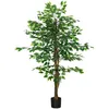 Image de Plante artificielle - HOMCOM - arbre artificiel ficus hauteur 150 m tronc liane lichen - plastique - vert