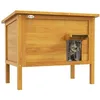 Image de Maison pour chats - PawHut - toit ouvrable isolé isolée avec toit asphalte - bois - 85x50x68cm - naturel vert
