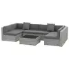 Image de Ensemble salon de jardin 7 pièces modulables table basse plateau verre trempé coussins déhoussables inclus résine tressée imitation rotin gris