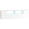 Image de Meuble Tv Banc Tv Led 2 Étagères Placards Blanc Laqué
