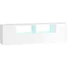 Image de Meuble tv banc tv led 2 étagères placards blanc laqué