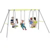 Image de Balançoire portique pour enfant - Outsunny - 3 en 1 - 1 face à face et 3 agrès - Métal - 283x156x180cm - Vert