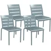 Image de Chaises de jardin - Outsunny - lot de 4 bistro empilables assise dossier à lattes - métal - 42x54x78cm - gris