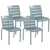 Image de Lot de 4 chaises de jardin empilables avec assise et dossier à lattes gris