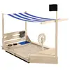 Image de Bac à sable bateau de pirate en bois avec jeu de cuisine et 6 accessoires
