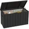 Image de Coffre de rangement jardin capacité 450l - vérin à gaz, roulettes, poignée - acier pp anthracite