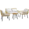 Image de Ensemble salon de jardin - Outsunny - 4 pièces canapé 2 places 2 fauteuils 7 coussins table basse - résine tressée - gris