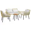 Image de Ensemble salon de jardin 4 pièces canapé 2 places 2 fauteuils table basse coussins