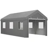 Image de Tente Carport Dim. 6l X 2,95l X 2,78h M 2 Portes 6 Fenêtres Acier Pe Gris