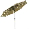 Image de Parasol de jardin - Outsunny - droit octogonal inclinable solaire 24 LED haute densité - métal - Ø 27x24m - marron