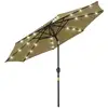 Image de Parasol octogonal inclinable ø 2,67 x 2,4 m lumineux solaire 24 led polyester haute densité 180 gm² kaki