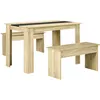 Image de Ensemble Table À Manger 2 Bancs 4 Personnes Aspect Chêne Clair Noir