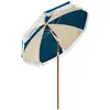 Image de Parasol inclinable de jardin ø 213 cm style vintage franges bleu beige