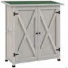 Image de Abri de jardin armoire - Outsunny - remise outils sur pied 2 étagères 2 portes toit bitumé - bois pin - 110x55x117cm - gris
