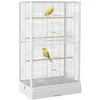 Image de Cage à oiseaux - PawHut - volière avec portes perchoirs pour canaris perruches - métal - 61x365x98cm - blanc