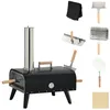 Image de Four à pizza Outsunny extérieur au feu de bois avec pelle à pizza pierre de 30 cm - transportable pieds pliables cheminée amovible