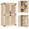 Image de Armoire de jardin - remise pour outils - Outsunny - bois 2 étagères toit bitumé portes persiennes - bois - 75x50x118cm - naturel