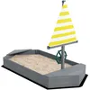 Image de Bac À Sable Enfant Design Bateau - Voile, Gouvernail - Bois Gris