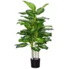 Image de Plante artificielle calathea HOMCOM hauteur 120 cm pot ciment 53 feuilles - intérieur
