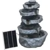 Image de Fontaine de jardin Outsunny à énergie solaire roche en cascade à 5 niveaux en résine avec lumières LED et pompe gris