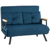 Image de Canapé convertible HOMCOM 2 places avec dossier réglable à 5 niveaux et 2 coussins rembourrés revêtement effet velours bleu
