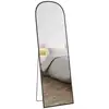 Image de Miroir sur pied - miroir mural rectangulaire arrondi - dim. 50l x 161,5h cm - alu. Noir